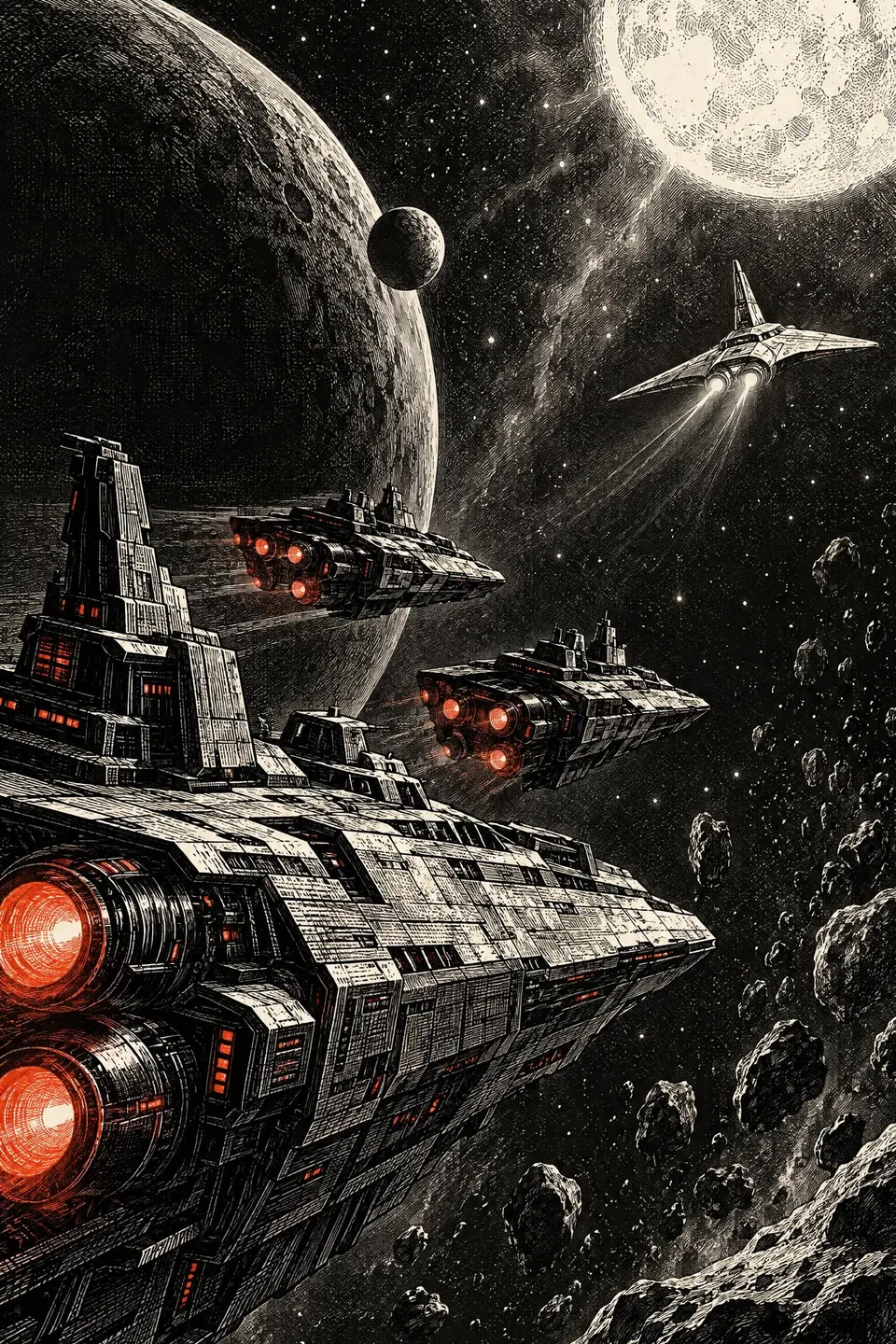 The pursuing ships close on Silver Wings of Morning as their crew prepares to enter weapons range.