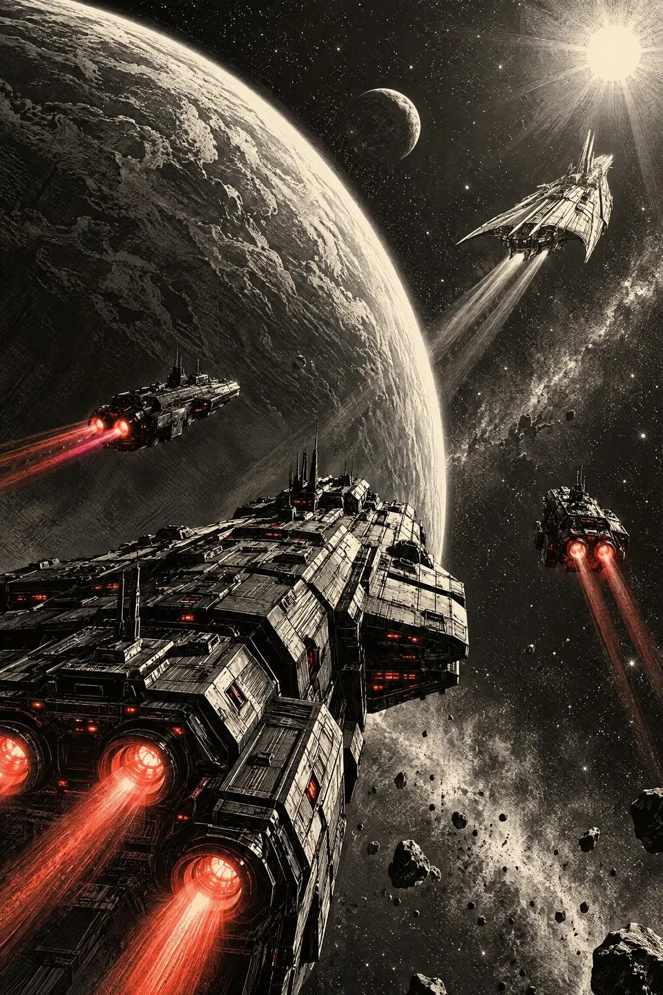 The pursuing ships close on Silver Wings of Morning as their crew prepares to enter weapons range.