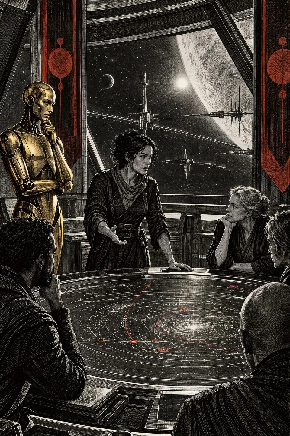 Galingale proposes another confrontation with Silver Wings as Betony and other listeners consider the risk to another ship.