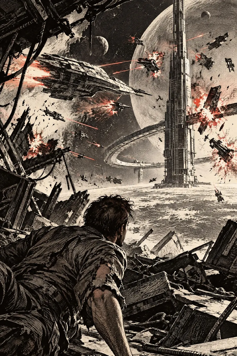 Campion wakes amid destruction as Silver Wings battles local forces near the stardam.
